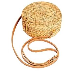 Brown Woven Round Crossbody Bag- never used